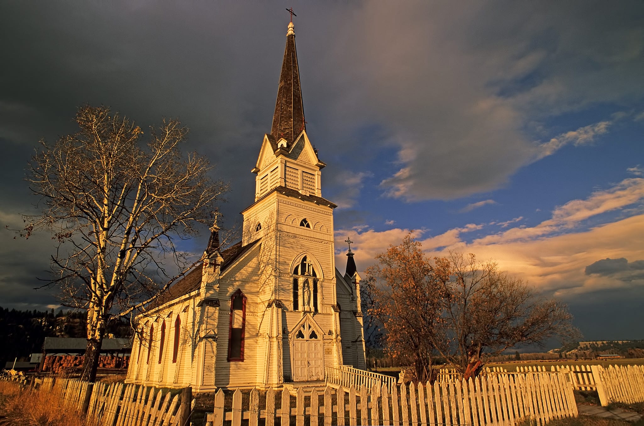 The St.Eugene Church, on the St. Mary’s Band Reserve, a Victorian-era wooden church dating from the late 1800s. Near Cranbrook, British Columbia, Canada.