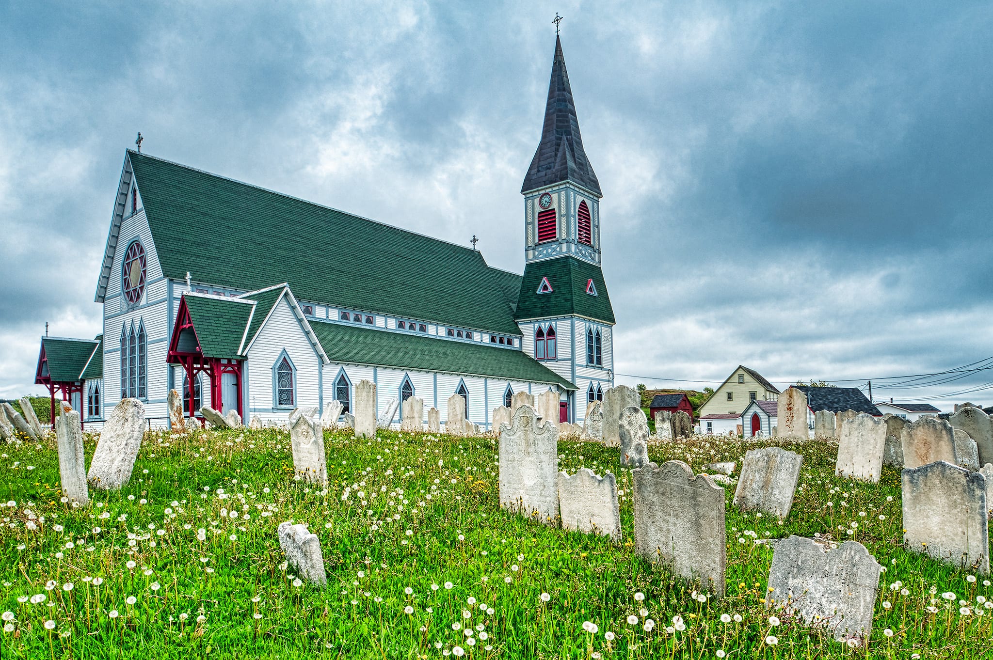 St. Paul's Anglican Church, an excellent example of the Gothic Revival style, in the village of Trinity, Newfoundland, Canada.